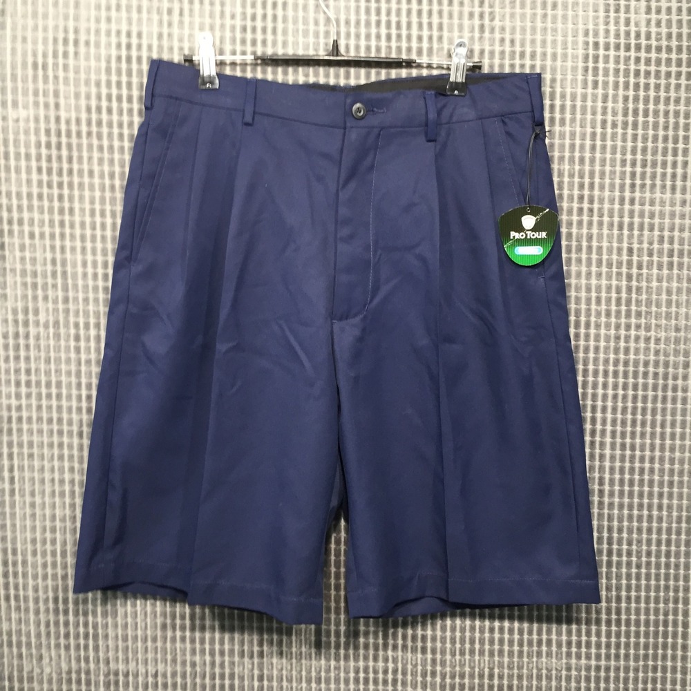 Pro Tour Mens Navy Blue Ultimate Golf Shorts CoolPlay Pleated Size 32‎ NWT